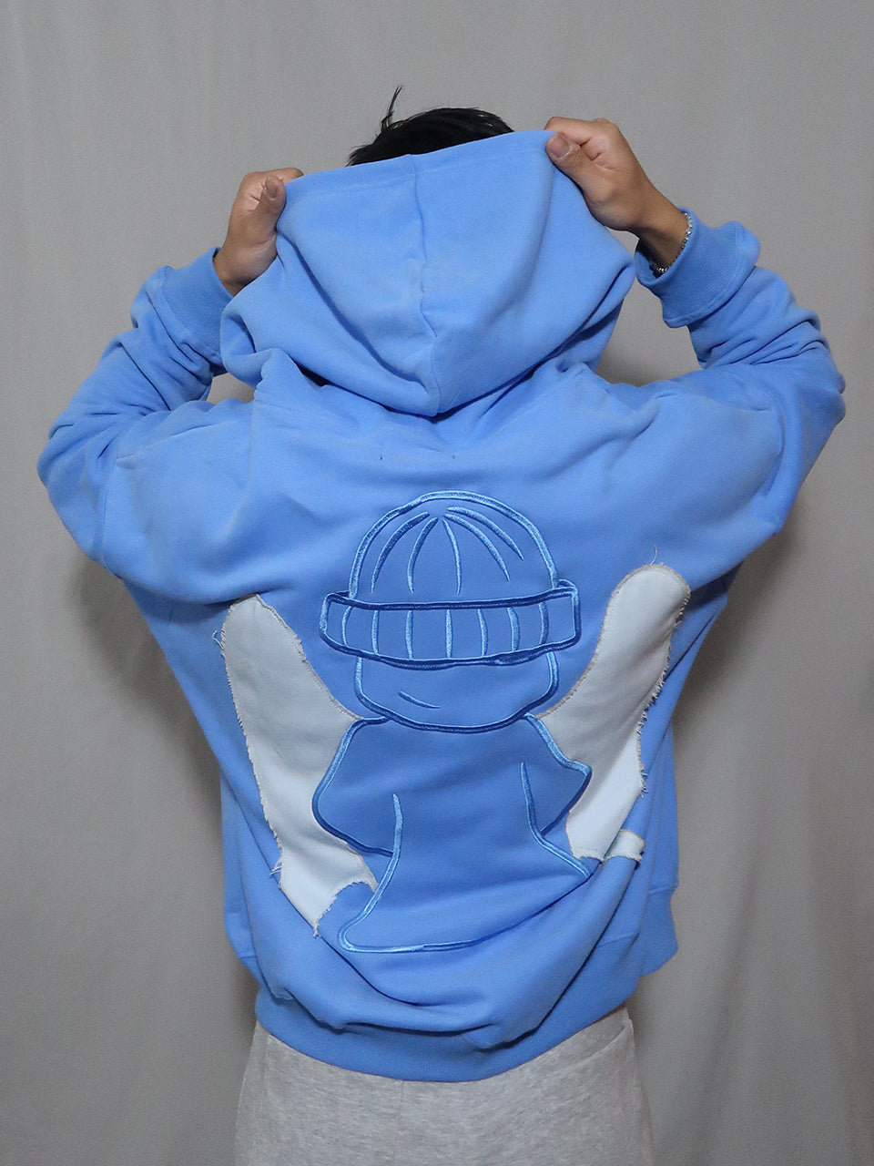 OVERSIZE ZIP UP HOODIE - BLUE/BLUE