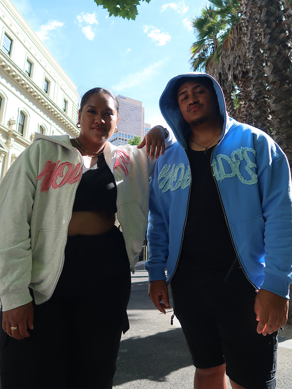 OVERSIZE ZIP UP HOODIE - BLUE/BLUE